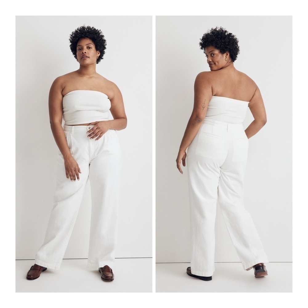 NEW Madewell The Harlow Wide-Leg Jeans In Tile White High Waist 100% Cotton
